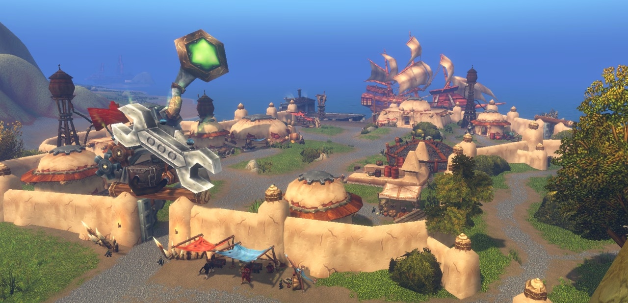 Buildings and ships at Powderfuse Port in the regional preview